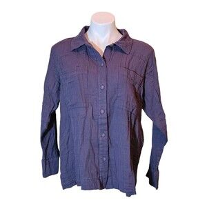 Calme by Johnny Was Double Pocket Shacket Long Sleeve Shirt Gauze Graphite Sz M